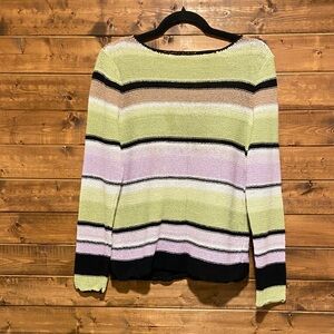 Liz Claiborne Pastel Striped Knit Sweater | Size L